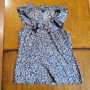 Ann Taylor Silver & Gray Silk Ruffle Blouse